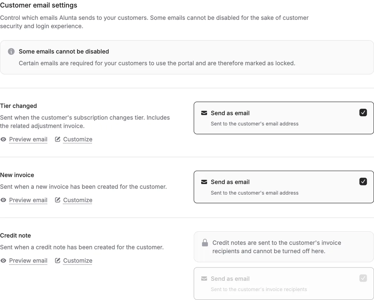 Control which emails your customers receive
