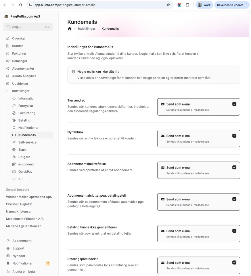 Control which emails your customers receive