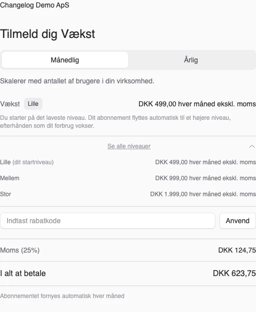 Tierbaserede abonnementer i selvbetjening