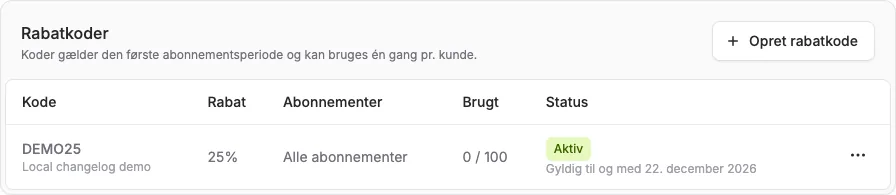 Rabatkoder til nye abonnementer