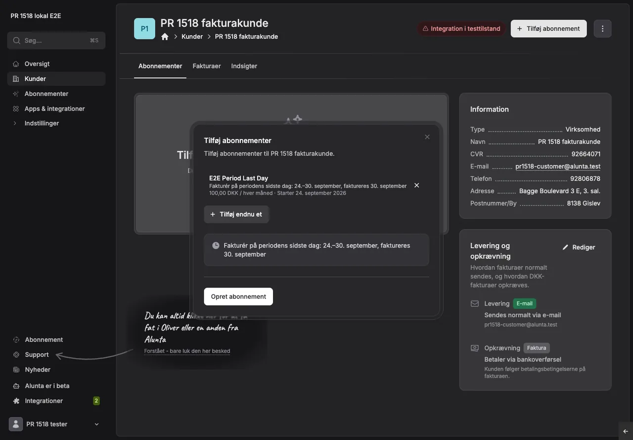 Invoice a subscription on the last day of its period