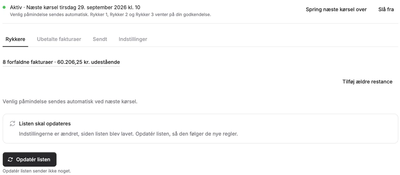 Tydeligere Rykkersystem: se hvem der får en rykker, før den sendes