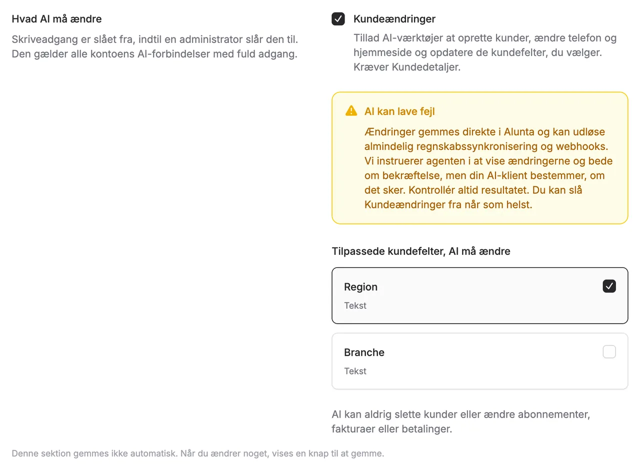 Kundeændringer flyttet til AI-adgang