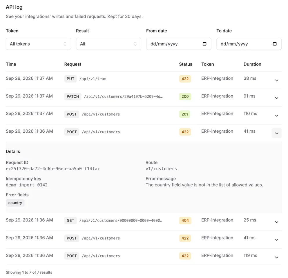 See your API calls in a new log