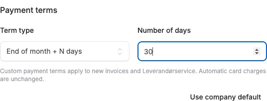 Payment terms for individual customers