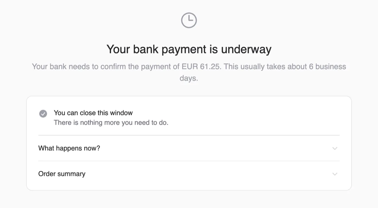 Calmer bank payments, and a message when the bank refuses
