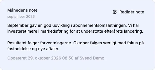 Månedsnoter, udgiftskonti og PDF i økonomioverblikket