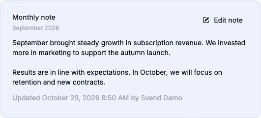 Monthly notes, expense accounts and PDF reports
