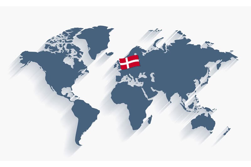 This is a world map with a red dot over Denmark. From here Alunta team is working.