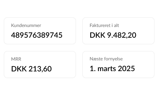 Kundens nøgletal og informationer