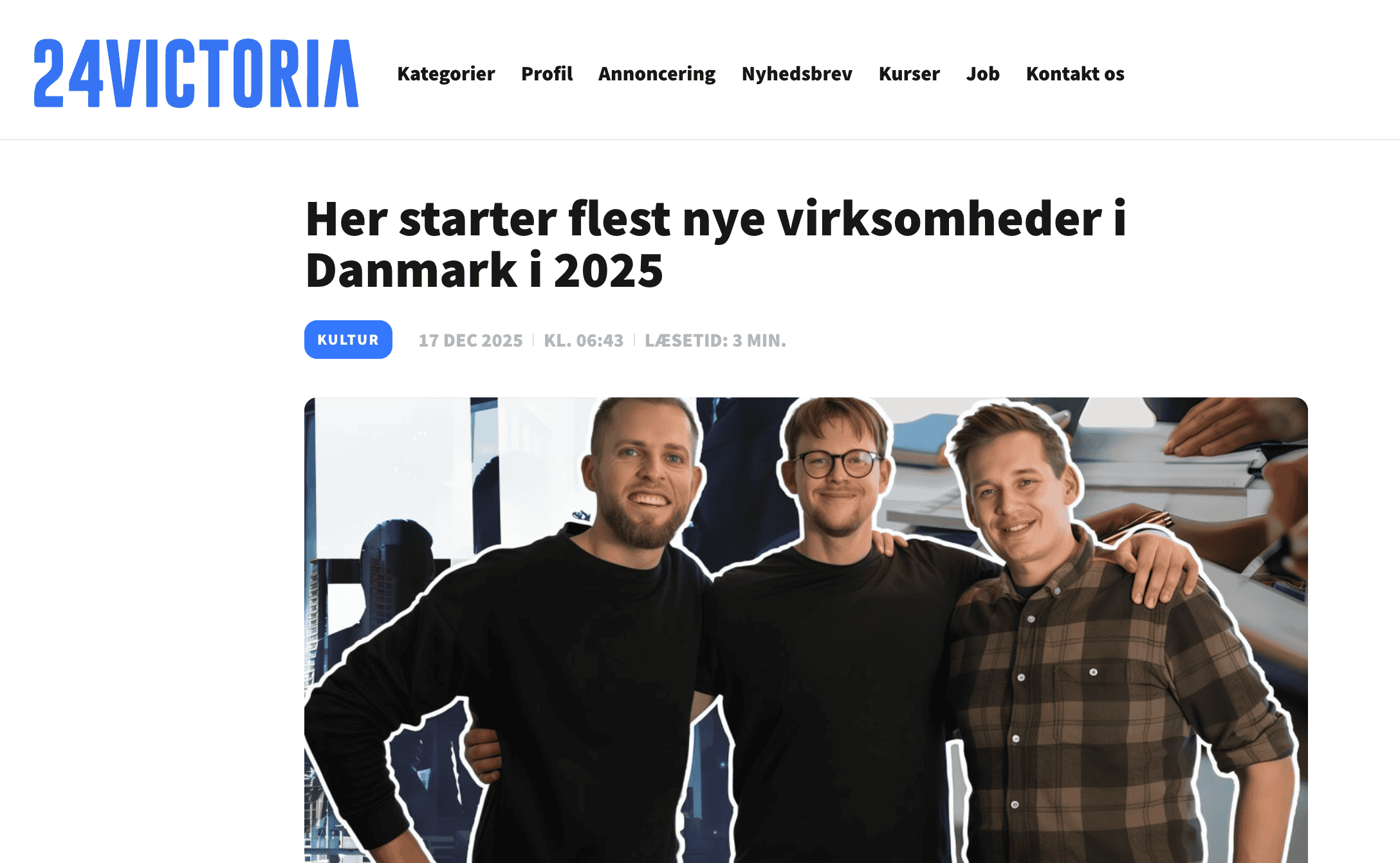 Dette er et skærmbillede af artiklen bragt i mediet 24Victoria