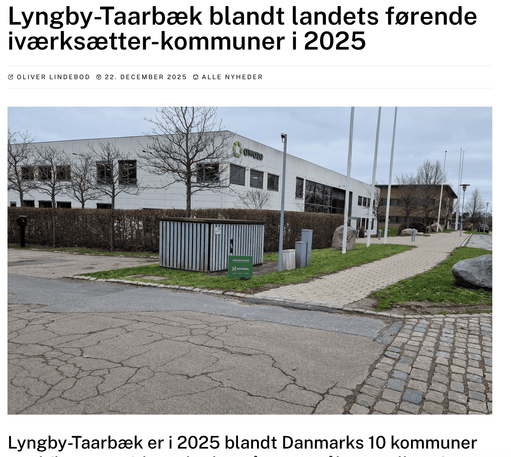 Her er et skærmbillede af rubrikken fra historien bragt i virum sorgenfri avisen