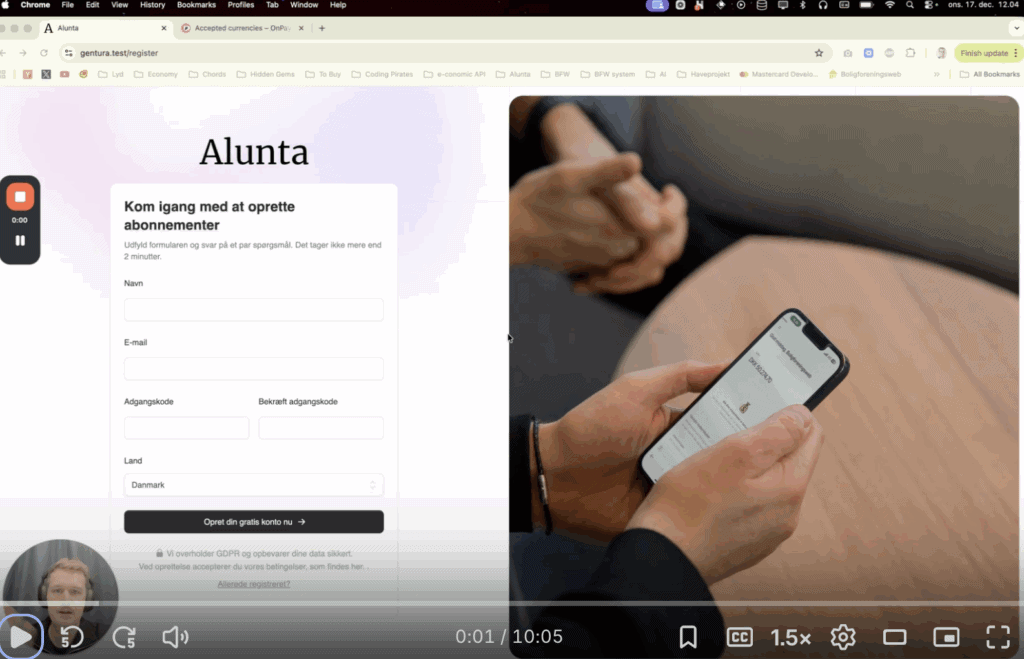 Skærmbillede af Emils video og produktopdatering