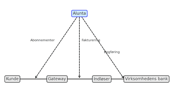 Simpel illustration af økosystemet for online betalinger.