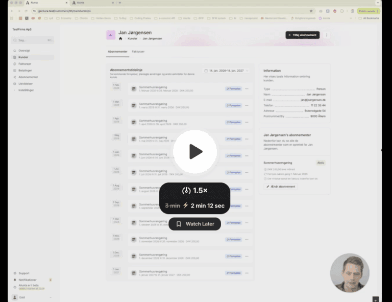 Gruppering af abonnementer i Alunta
