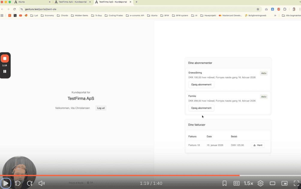 Kunderne kan styre abonnementer via kundeportalen