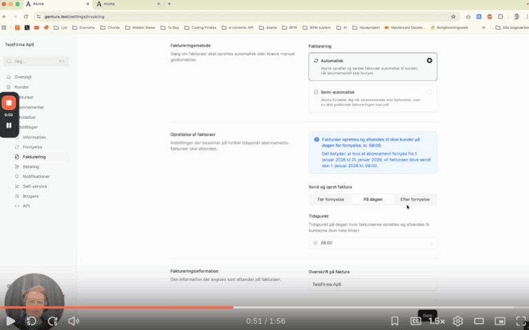 Sådan oprettes og afsendes fakturaer gennem Alunta